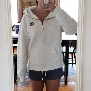 Chicago Blackhawks white fuzzy 1/4 zip